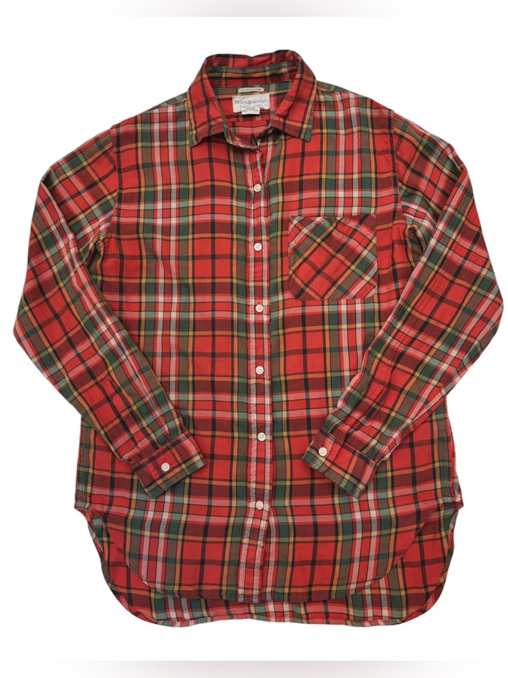 Denim & Supply Ralph Lauren Plaid Boyfriend Button Down Shirt Size Small Red